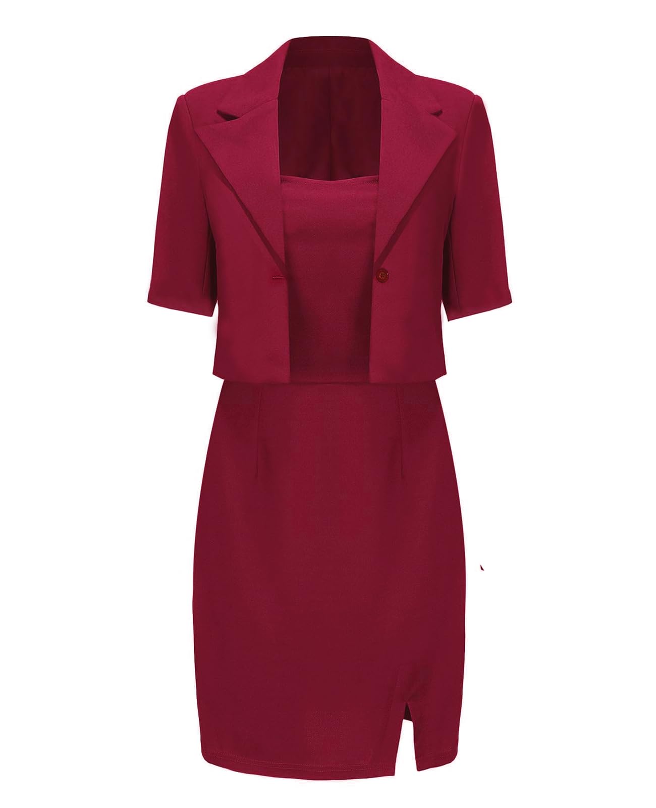 Womens Business Dress Suit Set 2025 Short Sleeve Blazer 2 Piece Outfits Work Blazer Formal Dress Suit
