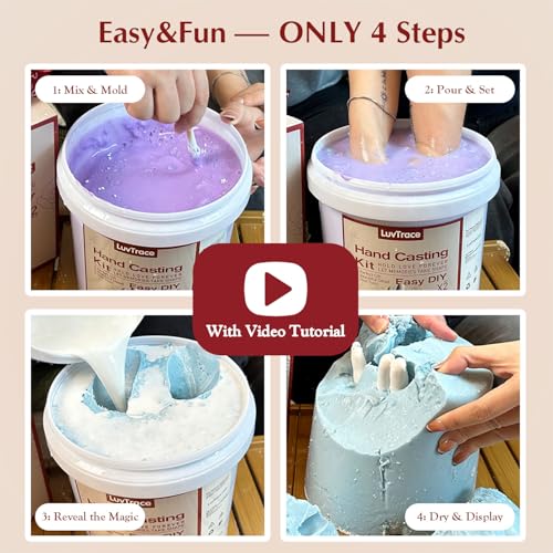 LUVTRACE Hand Casting Kit – Couples Easy DIY Plaster Mold Kit with Base & Practice Kit, Romantic Keepsake Gift for Anniversary, Wedding, Birthday, Valentine’s Day,Non-Toxic,Safe for Adults by LUVTRACE - Image 4