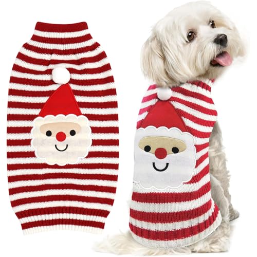 Dog Christmas Jumper Pet Dog Christmas Sweater Knitted Dogs Santa Jumper Christma Dogs Jumpers Puppy Christma Jumpers for Small Medium Large Funny Puppy Xmas Sweater(Santa Clau,L)