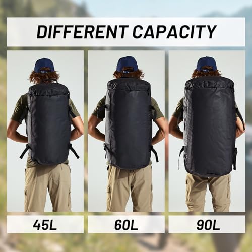 MIER Reisetasche große Sporttasche Wasserabweisend Sportrucksack mit Schuhfach umwandelbar in Rucksack, Schwarz, 60L