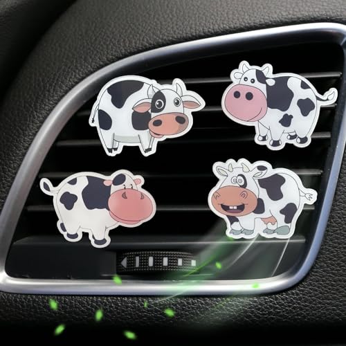 Image of 6 Pcs Cow Print Air Vent Clips, Cute Cow Car Air Fresheners Vent Clips Cute Car Interior Decor Funny Decoration Accessories for Women Men