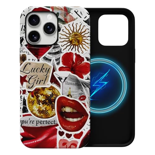 Coque iPhone 16 Pro Y2K Magsafe hybride antichoc motif cocktail fleur