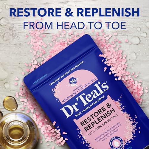 Dr Teal's Epsom Salt Magnesium Soak, Restore & Replenish with Pink Himalayan Salt, 3 lbs - Image 5
