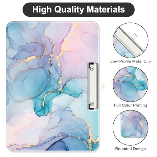 Image of Plastic A4 Clipboard Landscape, Fashion Clip Board with Low Profile Clip for Drawing, Sketching, Art Supplies, Drafting Supplies, Colorful Ink Marble