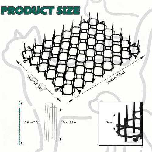 15 Sztuk Przeciw Kotom z Kolcami, 20 x 15 cm Mata Do Obrony Przed Kotami, Przeciwko Kotom Kratka Kolcowa Z 15 GwoźDziami W KształCie Litery U, Odstraszacz Kotów do Ogrodu