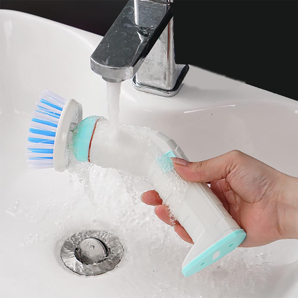 TsoLay Spazzola Pulisci Scarpe Elettrica, Lucida Scarpe 2 Pezzi, Kit Lucida Scarpe Portatile con 2 Testine Sostituibili, Pulizia a Tutto Tondo, Design Impermeabile IPX7, per Bagno, Cucina, Pavimento