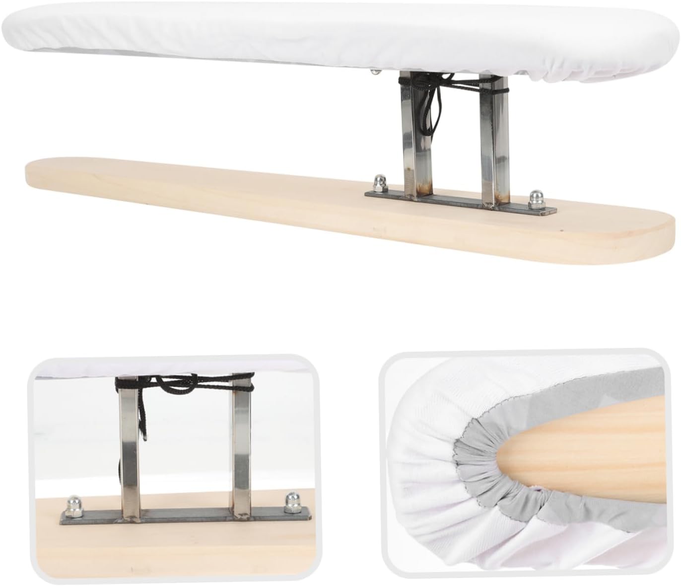 Kichvoe Wooden Tabletop Ironing Board with Heat Resistant Breathable Cover Non Slip Stable Base for Sleeves Collars Home Bedroom Dormitory Use