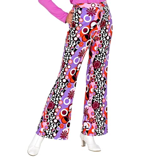 W WIDMANN MILANO Party Fashion - Pantalones Acampanados de Mujer de los años 70, Look Retro Colorido de Estilo Vintage, para Carnaval, Festival