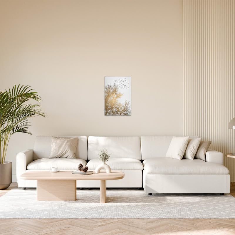 A.S. Création DD131768 obraz na płótnie korona drzewa białe złoto - obraz ścienny w kolorze kremowym, złotym - 40 x 60 cm - DD131768