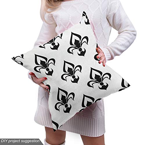 Image of Ambesonne Fleur De Lis Fabric by The Yard, Abstract Flower Pattern European Western Civilization Inspirations Baroque, Decorative Fabric for Upholstery and Home Accents, 1 Yard, Black and Ivory