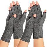 SUPERFA 2 Pairs Compression Gloves for Women and Men, Bamboo Arthritis Fingerless Gloves for Pain Relief