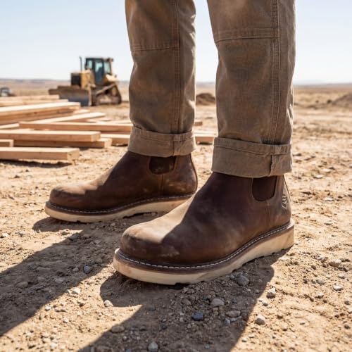 Image of SUREWAY Men's 6-Inch Slip-On Chelsea Work Boots, Soft Toe Leather Boots