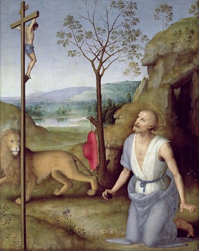 Pintura poster Santa nel deserto de Pietro Perugino sobre lienzo de 60x90cm para el hogar