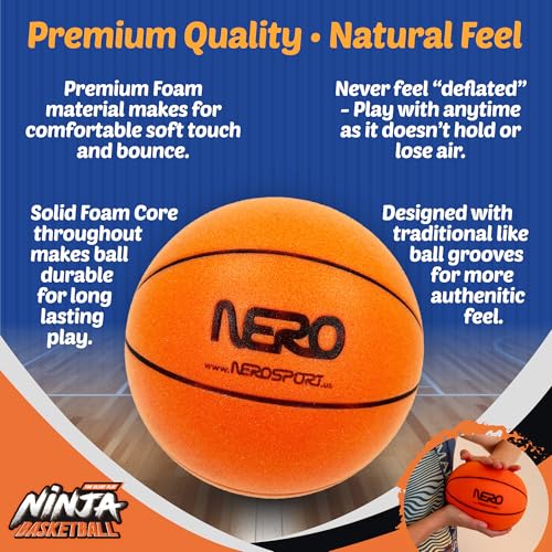 Nero Sport NS-NJ700 Ninja Silent Basketball- Soft Foam Indoor Basketball Size 3 thumb #4