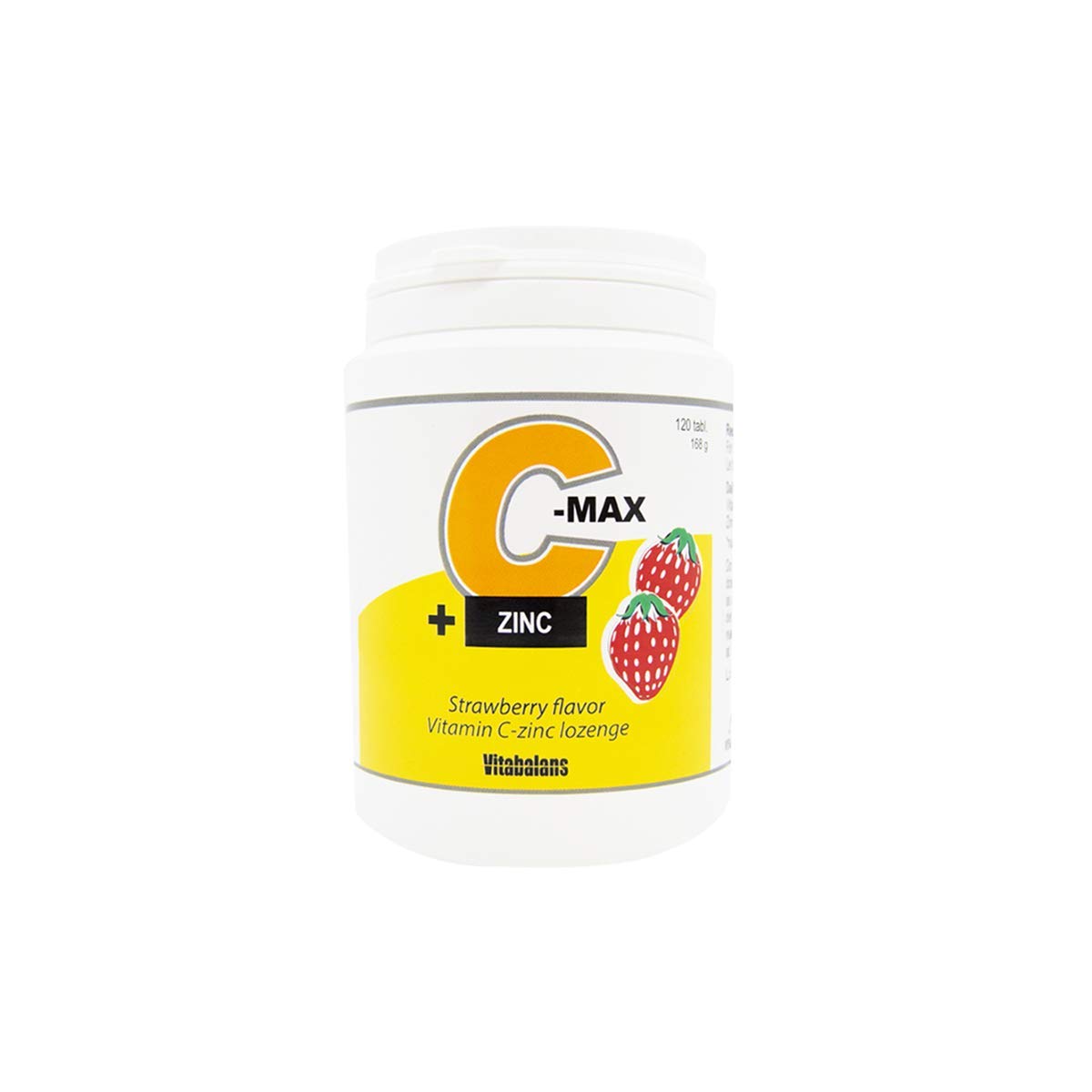 VITABALANS C-Max Vitamin C and Zinc Supplement, Supports Immune System – Vegan, Lactose-Free, Gluten-Free, 120 Strawberry Flavor Easy Dissolve Lozenges.