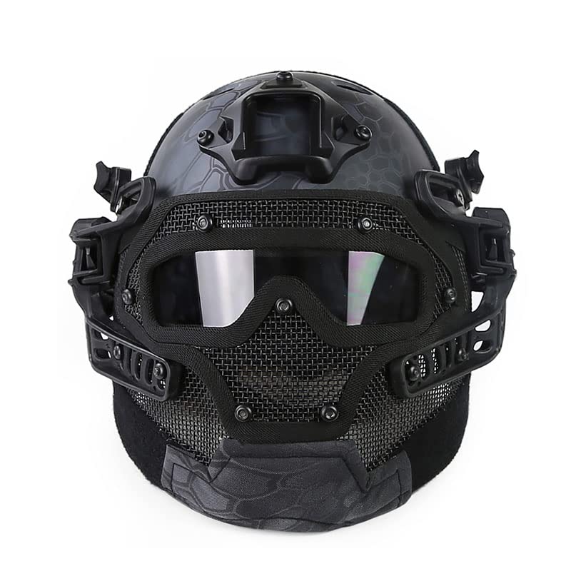 Tactical PJ Fast Helmet with Goggles Airsoft Shooting Gear Full Face Hunting Protector