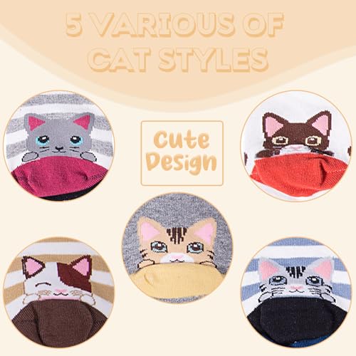 YSense 5 Pairs Womens Cute Animal Socks - Dog, Cat, Novelty, Cartoon, Cotton, Casual Crew, Funny Socks Gifts4