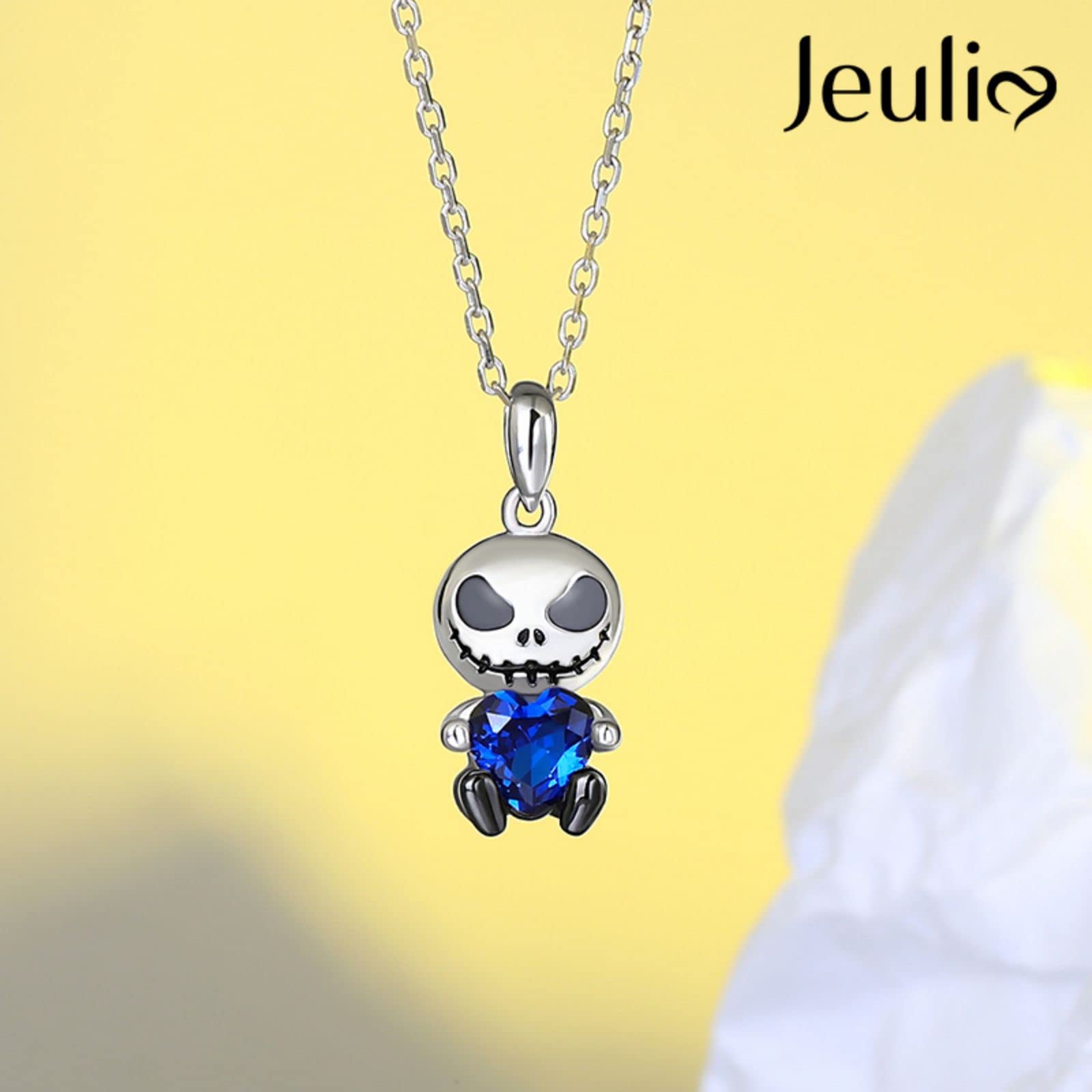 Jeulia Hug Me Love Confession Skull Heart Cut Sterling Silver Necklace for Women Wife Girlfriend Engagement Wedding Anniversary or Birthday Christmas With Jewelry Box