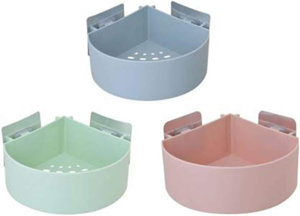 Hojo Corner Shelf Bathroom Kitchen Rack Pack of 3 Self Adhesive Shower Caddy Plastic Triangle Wall Mount Storage Basket with 1 (Multicolor)