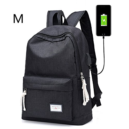 Preisvergleich Produktbild ZZW Reise- und Freizeitrucksack, wasserdichter Segeltuch-ultraleichter Rucksack großer Kapazität Laptop mit USB-Ladeanschluss Rucksack Jugend Reiten Lernen Sport Schultasche (Color : Black, Size : L)