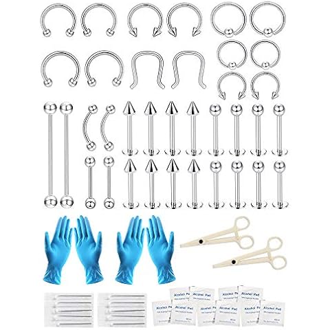 30-36PCS Stainless Steel Nose Piercing Kit Cover