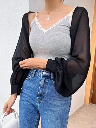 Verdusa Women's Bolero Shrug Open Front Mesh Long Sleeve Lightweight Cardigan Dress Cover Up Shrug3