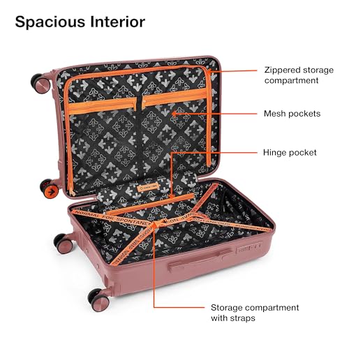 Image of Nasher Miles Seattle Hard-Sided Polypropylene Check-in Luggage 24 inch | 65cm | 8 Wheels Medium Trolley Bag for Travel | Suitcase (Rose Gold)