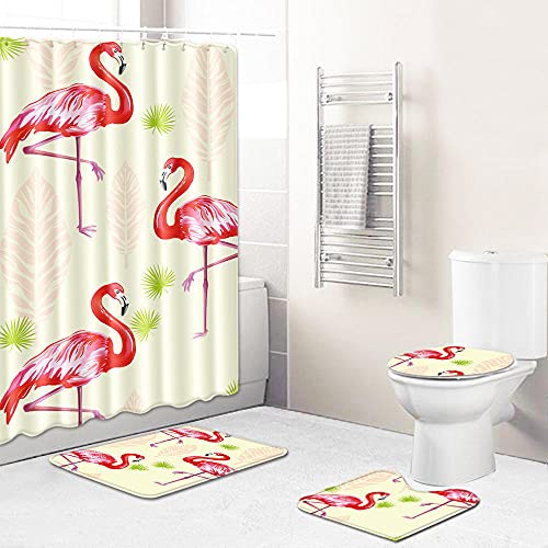 Claean-Acces-Home Toilettendeckelbezug Vogel Badezimmer Wc rutschfeste Bodenpolster Vorhang Vierteiliges Wohnzimmer Hängender Hintergrund-Hl34_45 * 75 cm + 180 * 180 cm