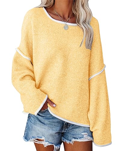 Image of SALENT Women's Casual Oversized Sweaters Loose Soft Chunky Knit Long Batwing Sleeve Pullover Sweater Outfit Sweatshirts Tops