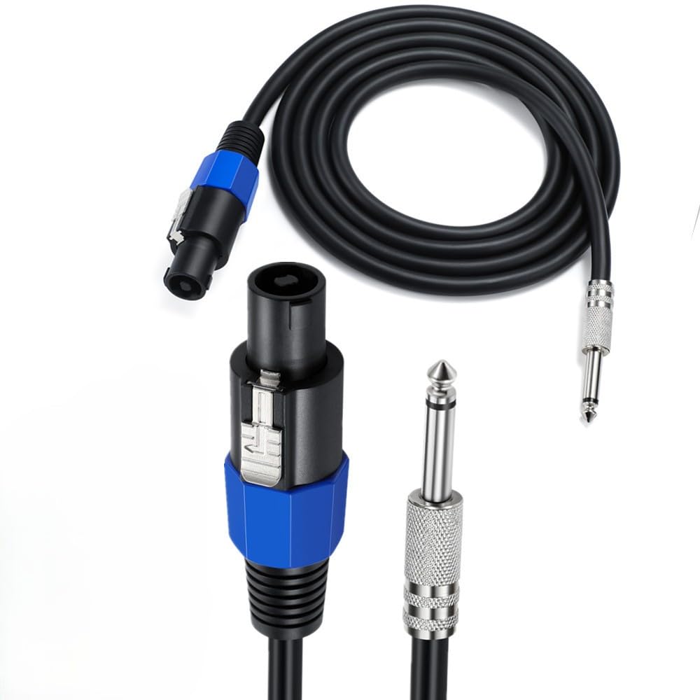 6FT/1.8m for Speakon Male Connector to 6.35mm 1/4" Male TS Speaker Plug Cable with Twist Lock for Audio Amplifier, DJ/PA Speaker,Mixer