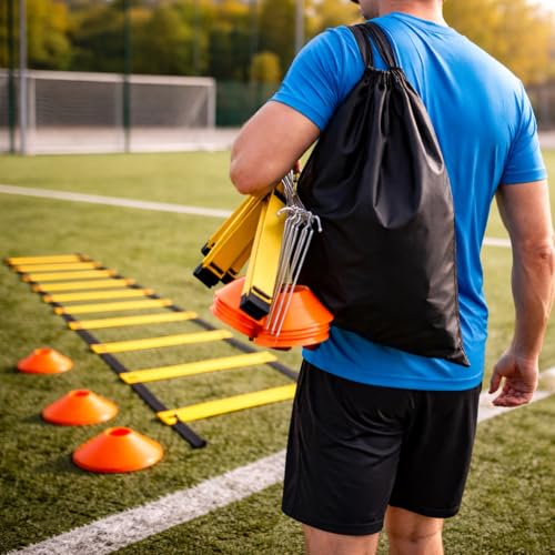 TK Gruppe Timo Klingler Conjunto de coordinación de Agilidad: líder de Entrenamiento y Conos de Marcado - Accesorios de Entrenamiento de Slalom y Accesorios de fútbol y ​​Atletismo UVM - imagen 2