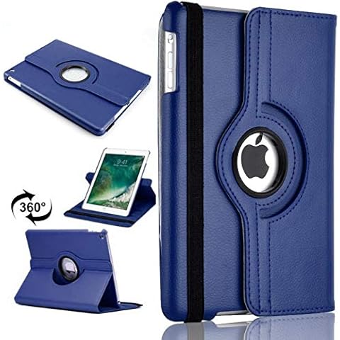 360 Leather Rotate Stand Case Folio Cover For Apple iPad Air 2 (2014) (Blue) Cover