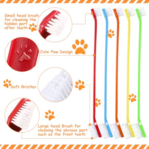 Image of Honeydak Dog Toothbrush Bulk Dual Headed Dental Brushes Dogs Tooth Brushing Kit Long Handle Pet Tooth Brush for Puppy Large Small Cats and Most Pets Teeth Cleaning Dental Supplies(70 Pcs,Multicolor)