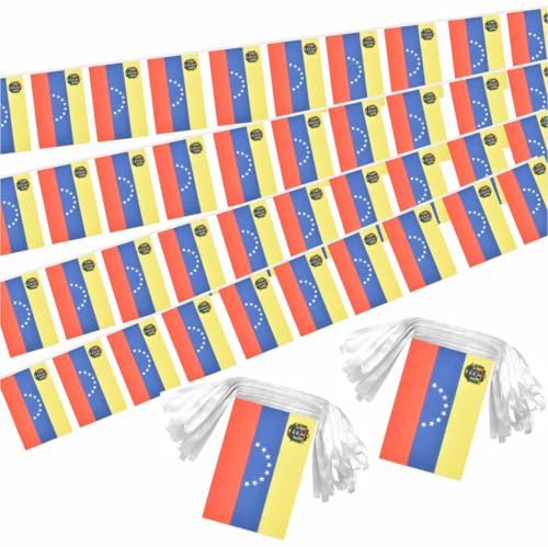 Image of 2 Pack Venezuela Flag Banner String Small Mini 66 Feet 60 Pcs Venezuelans Hanging Flags Decoration
