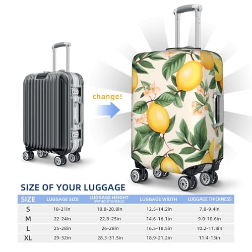 Luggage Cover for Travel Elastic Suitcase Cover Lemons and lemon leaves Luggage Covers Fashion Suitcase Protector Thickened Baggage Cover Dustproof Suitcase Sleeve Fits 18-32 Inch Luggage2
