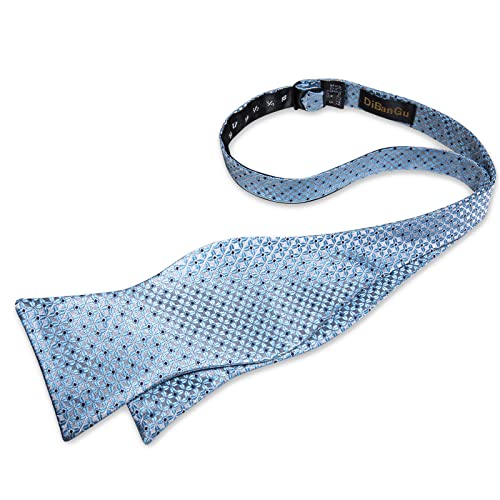 Image of DiBanGu Men Bow Tie Paisley Striped Self-Bow Tie for Men and Silk Woven Bowtie Pocket Square Cufflinks Wedding Party