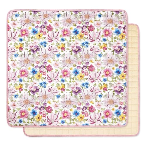 Image of Baby Play Mat 50 x 50, Thicker Baby Crawling Mat, Non-Slip Baby Playmat for Floor, Foldable and Machine Washable Baby Floor Mat, Floral