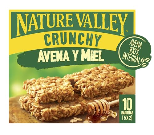 Nature Valley Crunchy, Barritas de Avena 100% Integral y Miel, Sin colorantes, Ingredientes naturales, Apto para Vegetarianos, 5x42g (2 barritas por paquete)