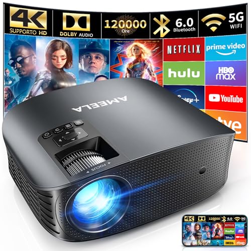 Proiettore da 30000 lumen AMEELA 1080P con WiFi e Bluetooth, correzione