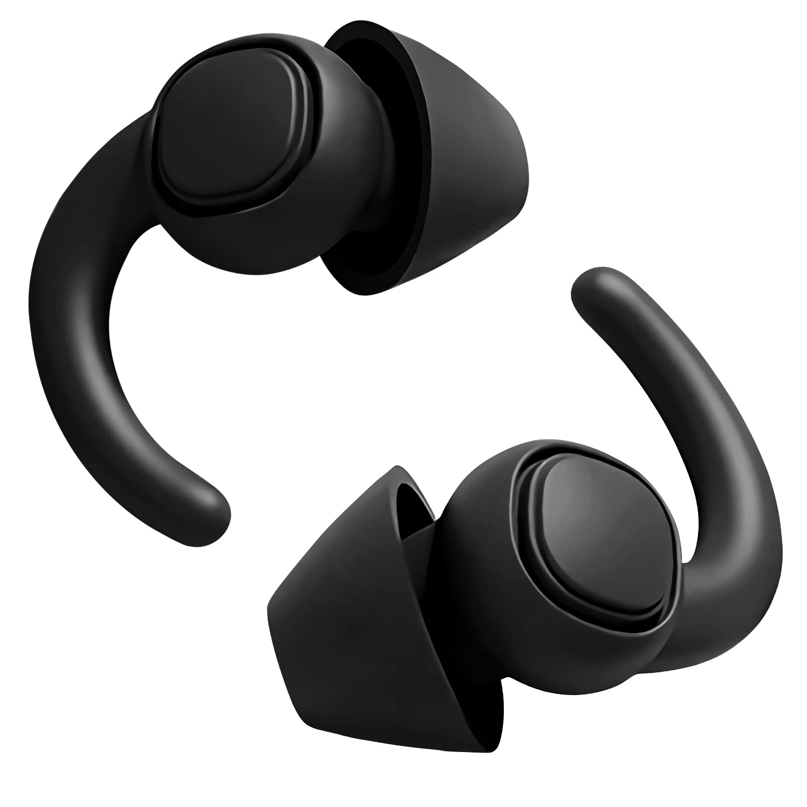 Noise Cancelling Earplugs, Reusable Soft Silicone, Sleeping, Studying, Work, Concerts, Travel, Black
