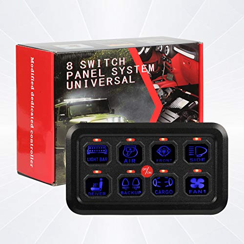 8 Gang Toutch Switch Panel – JOYHO Automatic Dimmable Panel, On-Off Led Multifunction Switch, Pod Electronic Fuse System Circuit Control Box with Harness and Stickers for RV Marine Car Vehicles Truck