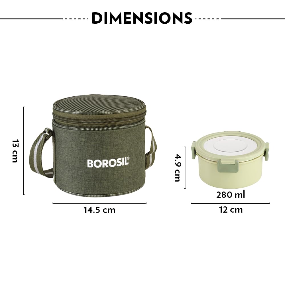 Borosil Microwave Safe Stainless Steel Lunch Box with Bag for Men & Women — Amazon image 2