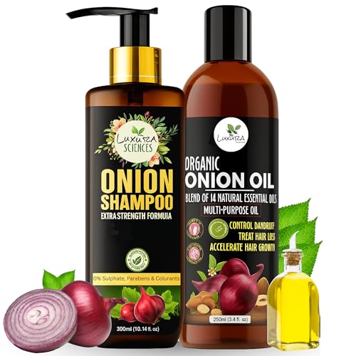 Image of Luxura Sciences Onion Hair Oil for hair growth 250ml & Onion Shampoo 300ml Combo