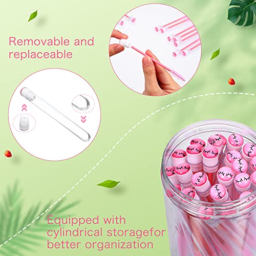 30 Pieces Disposable Eyebrow Brushes With Tubes Mascara Wand Tube Brushes Eyelash Mascara Brushes Diamond Eyelash Tubes With Transparent Cylinder Packaging For Women Girls Makeup (Pink) #TOP6