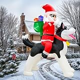 OurWarm 8FT Christmas Inflatable Decoration, Giant Santa Claus Riding a Husky Inflatable Toy with LED Lights, Fun Yard Inflatable Decoration, Blow up Xmas Decor for Lawn Patio Garden Yard Decor