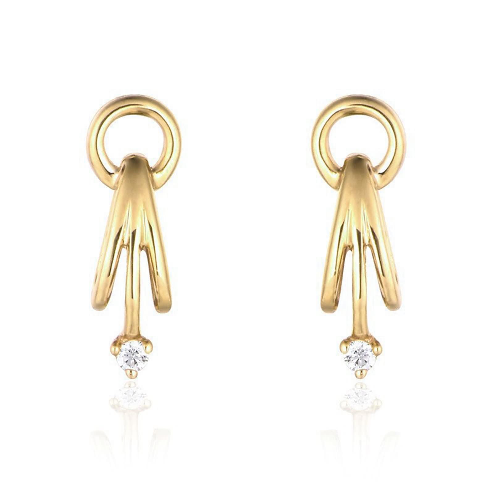 Pendientes de Mujer de Oro Blanco 9 K / 14 K / 18 Kt, Redondo con Moissanita/Diamante, Pendientes de Mujer Plata