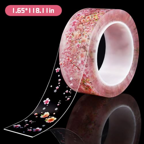 Image of Clear Caulk Tape Self Adhesive Sealant Strip 4.2 cm x 3m PVC Waterproof Sealing Tape Decorative Peach Blossom Caulk Sealant Tape for Kitchen Sink Wall Corner Bathtub Edge Protector