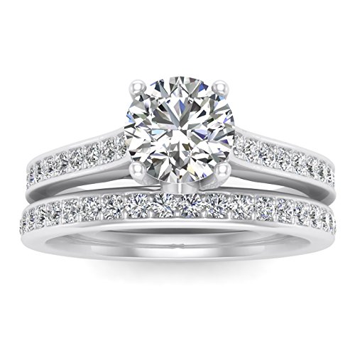 5/8 Carat Diamond Engagement Wedding Ring Set in 10k White Gold (H-I, I2-I3)