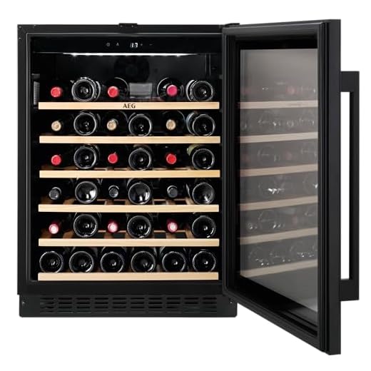 AEG 5000 Series Wine Cooler 82 cm / 52 Btl. Capacity, Integrated Under Counter Wine Fridge, AWS4052B5B, Extendable Wooden Shelves on Telescopic Runners, Cellaring 3 Fundamentals, Top LED Illumination