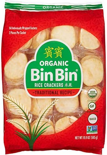 Organic Bin Bin Rice Crackers - Certified Gluten Free and Non-Gmo